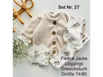 Set Nr. 27 - Fleece Jacke / Leggings / Dreieckstuch - Gr. 74/80