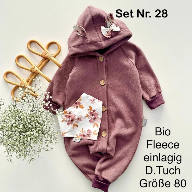 Set Nr. 28 - Bio Fleece Overall & Dreieckstuch - Gr. 80