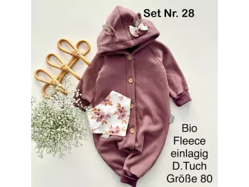 Set Nr. 28 - Bio Fleece Overall & Dreieckstuch - Gr. 80