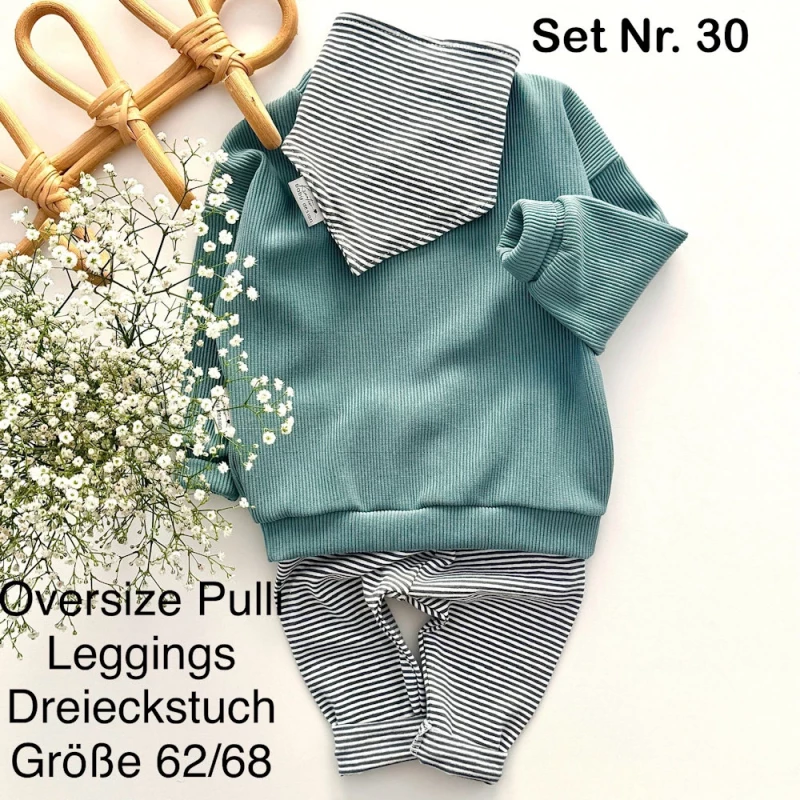 Set Nr. 30 - Oversize Pulli / Leggings / Dreieckstuch - Gr. 62/68