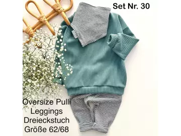 Set Nr. 30 - Oversize Pulli / Leggings / Dreieckstuch - Gr. 62/68